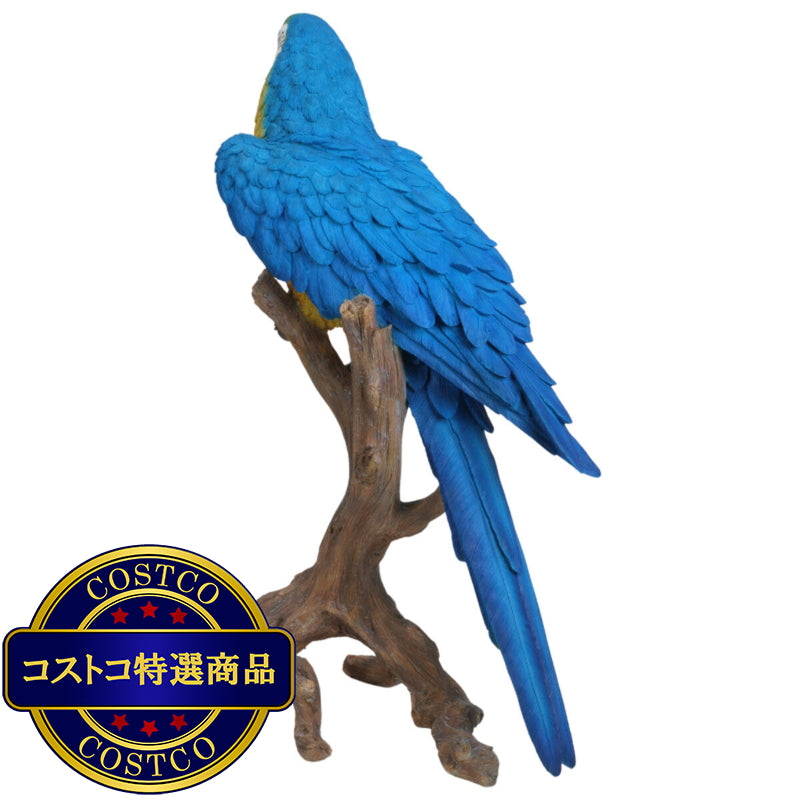 (コストコ) ウービア 切り株にとまるコンゴウインコの置物 ブルー 特大 H14142-1