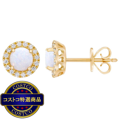 (コストコ) 14K イエローゴールド 0.12カラット ダイヤモンド / オパール ピアス