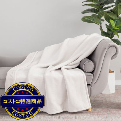 (コストコ) CHENILLE 大判ひざ掛け 152cm x 177cm ホワイトマカダミア