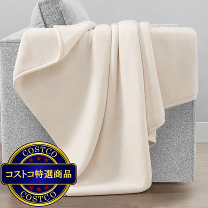 (コストコ) フランネル 大判ひざ掛け 152cm x 177cm アイボリー