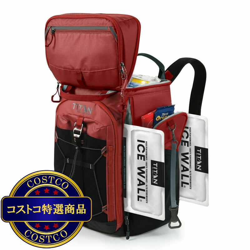 (コストコ) タイタン 26缶 バックパック クーラー 赤茶/ブラック