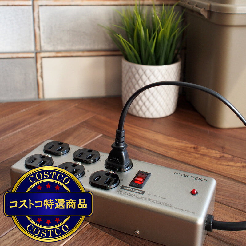 (コストコ) Fargo シルバー スチールタップ AC6個口 3ピン PT406SV
