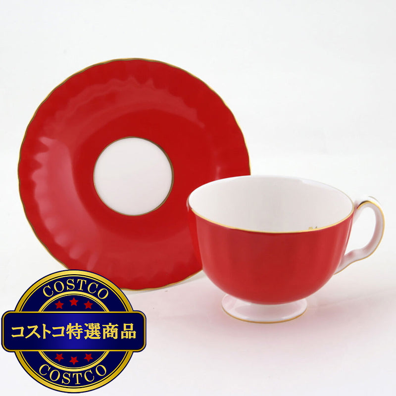 (コストコ) エインズレイ コテージガーデン ティーカップ & ソーサー オーバン レッド