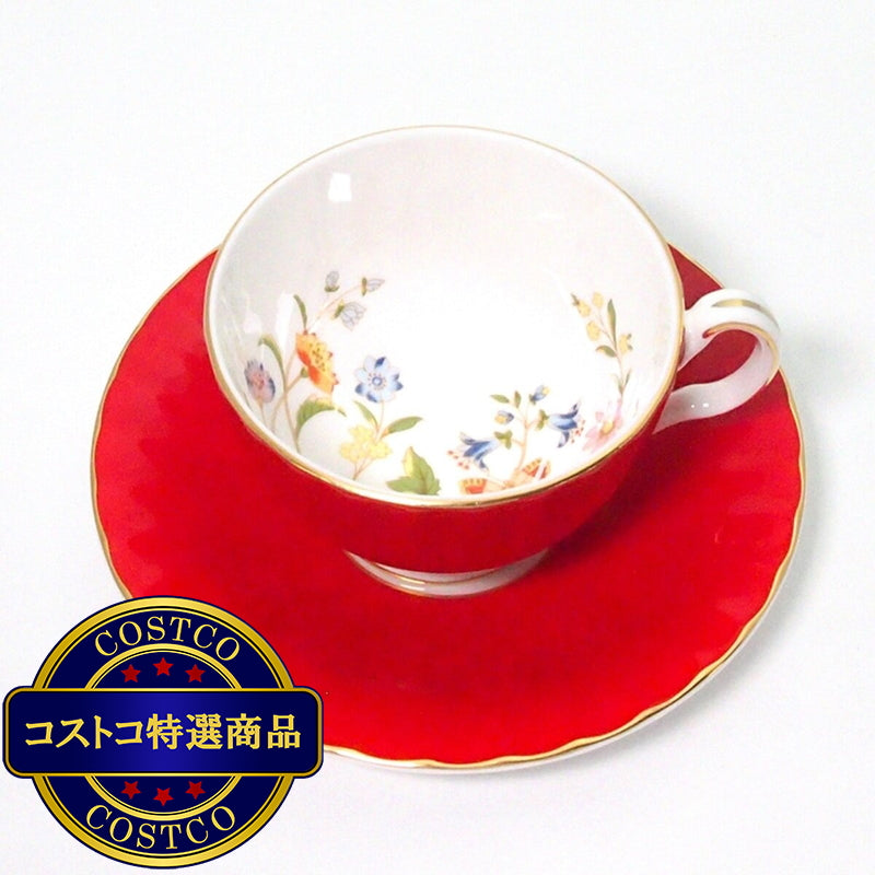 (コストコ) エインズレイ コテージガーデン ティーカップ & ソーサー オーバン レッド