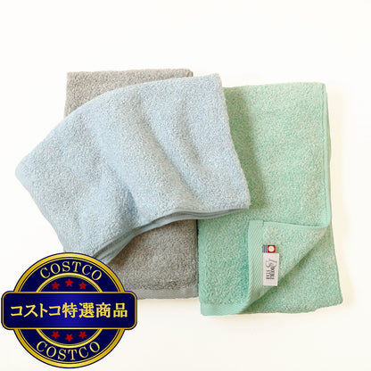 (コストコ) 今治 フェイスタオル 3枚組 34 x 85cm ライトブルー