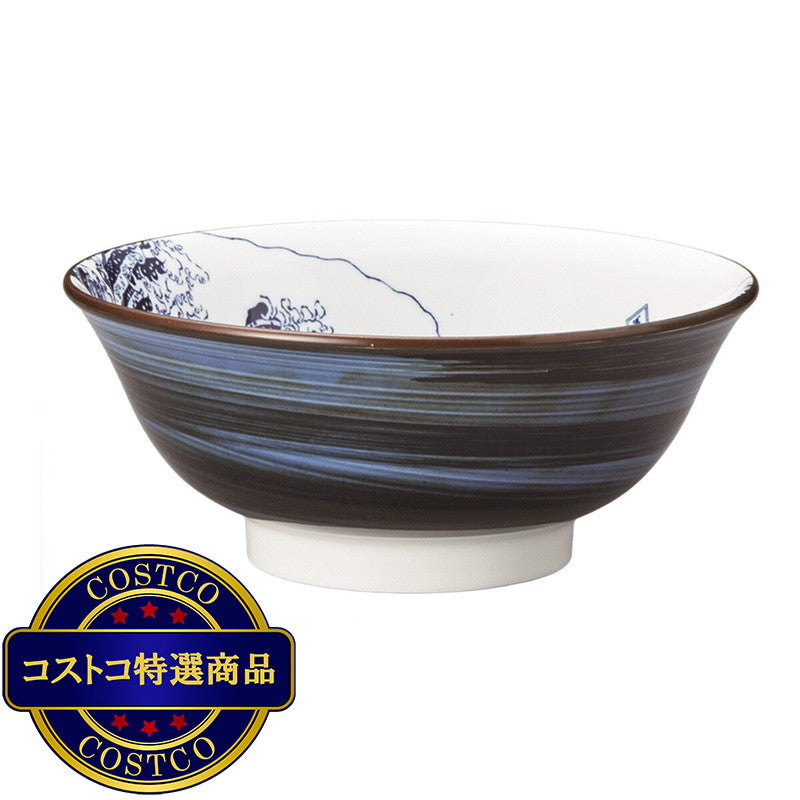 (コストコ) 三郷陶器 北斎富士 呉須巻き6.8高台丼 21cm