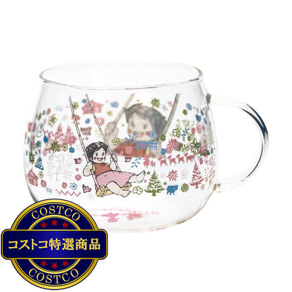 (コストコ) アルプスの少女ハイジ 耐熱ガラスマグ (ブランコハイジ版画) 420ml