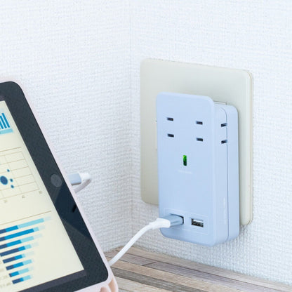 (コストコ) Fargo（ファーゴ）SATI COLOR(サティカラー) AC4個口 4.2A USB 全14色 CT221 スモーキーブルー