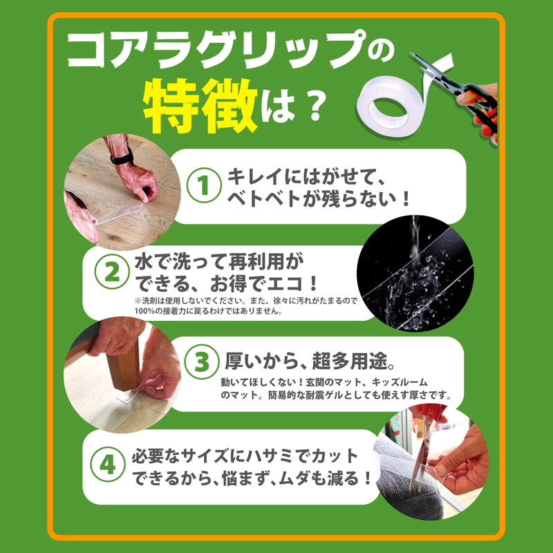 (コストコ) ジット 仮どめコアラ 透明ゲル両面テープ 1mm厚 2cm x 100cm 3本セット JK-02