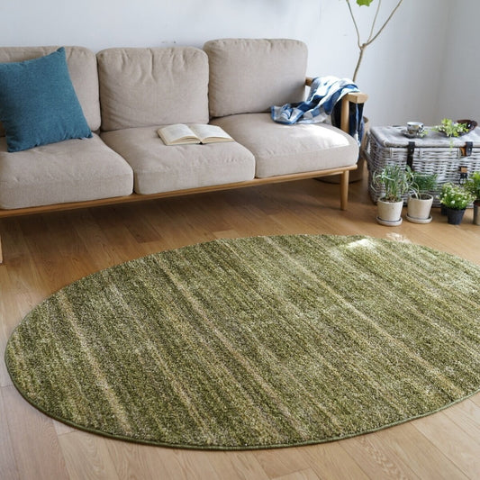 (コストコ) スミノエ 防炎・防音ラグ リュストル 楕円 140cm x 200cm モスグリーン