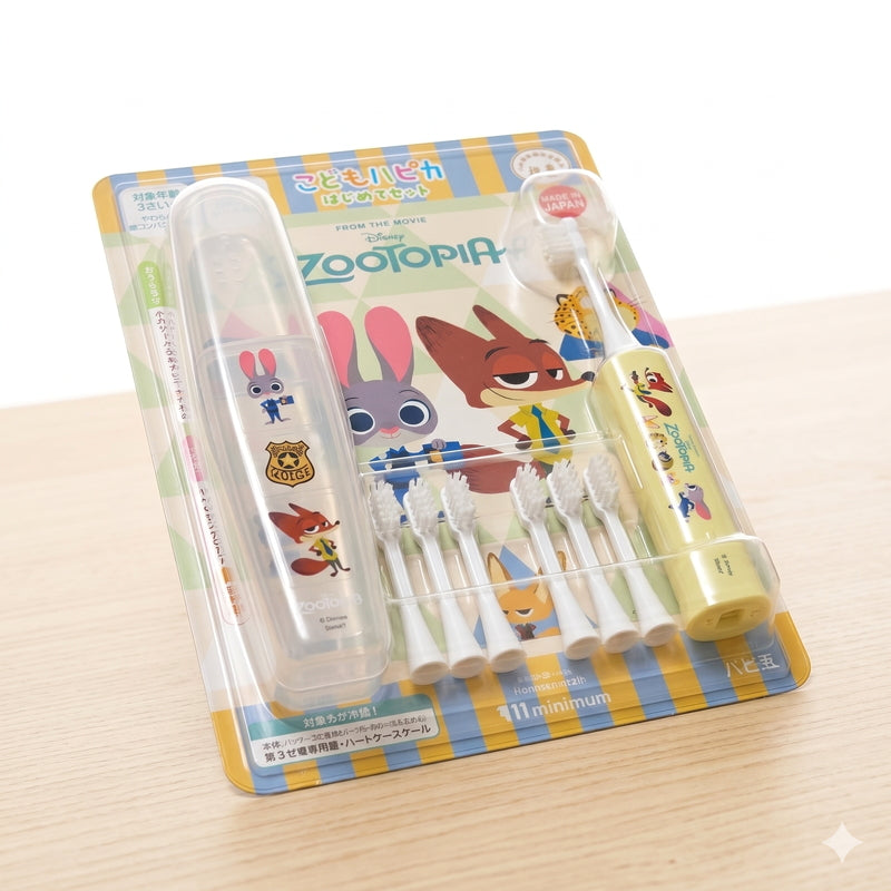 (コストコ) こどもハピカ はじめてセットキャラクター 電動歯ブラシ 本体 + 替ブラシ6本 ズートピア