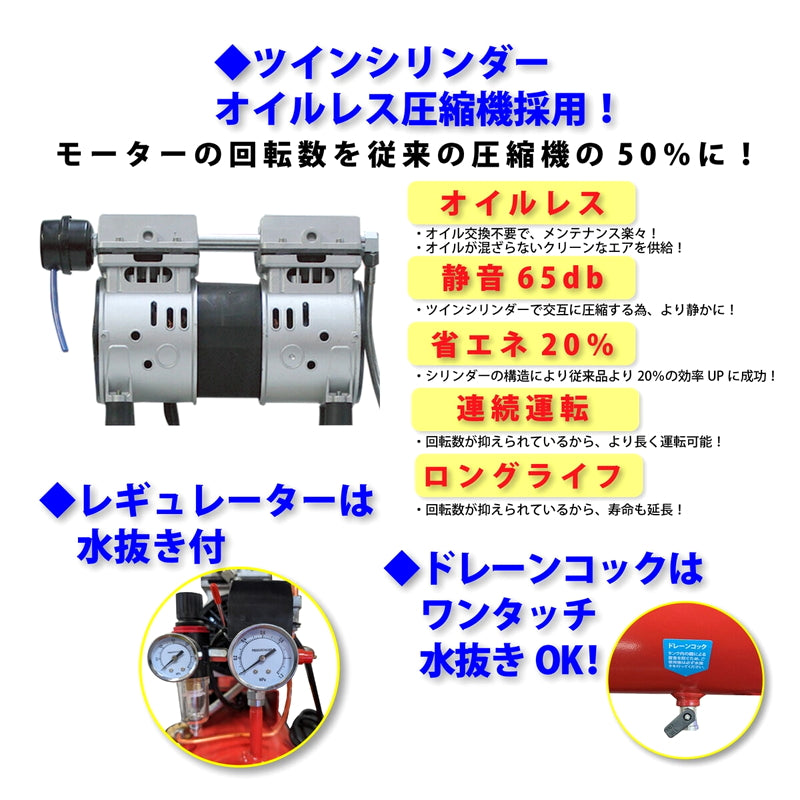 (コストコ) MASTERGRIP 静音オイルレス コンプレッサー24L NCS00253R