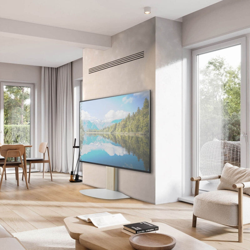 (コストコ) 朝日木材加工 壁寄せテレビスタンド WS-BL840-NA ロータイプ ナチュラル木目&ホワイト