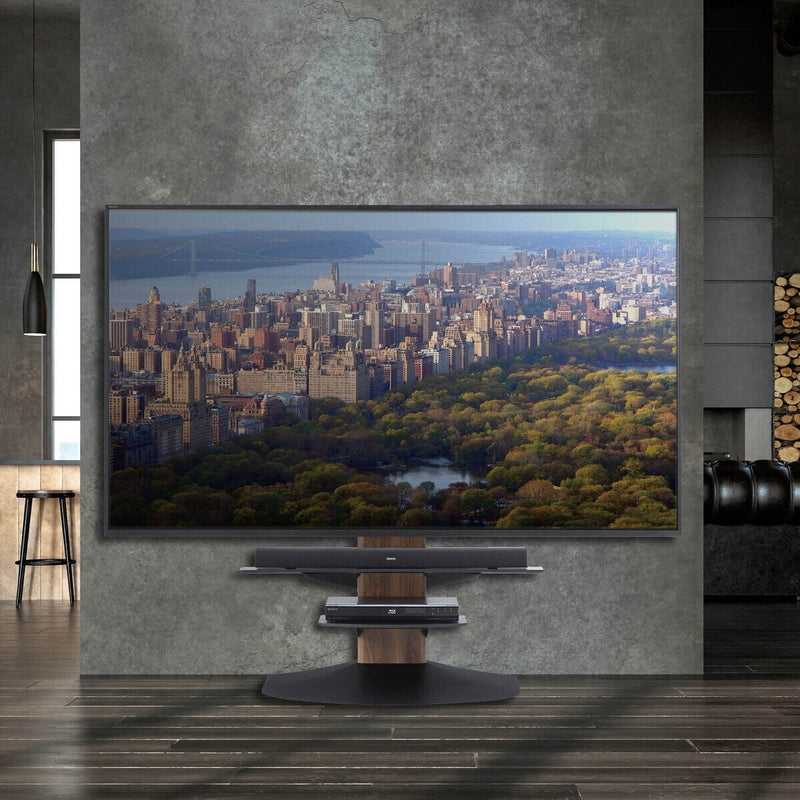 (コストコ) 朝日木材加工 壁寄せテレビスタンド WS-BL840-DB ロータイプ ダークブラウン木目&ブラック