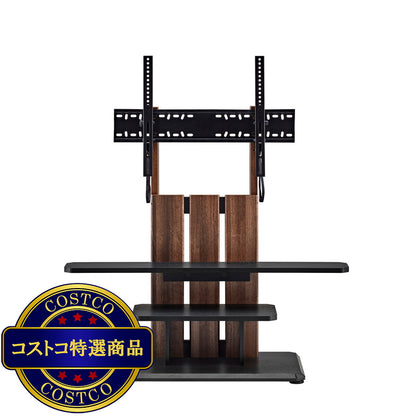 (コストコ) 朝日木材加工 壁寄せテレビスタンド WS-C690-DB ダークブラウン木目&ブラック