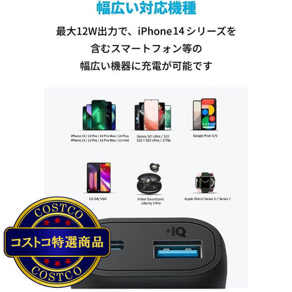 (コストコ) Anker 321 モバイルバッテリー 5200mAh 最大出力12W A1112N11