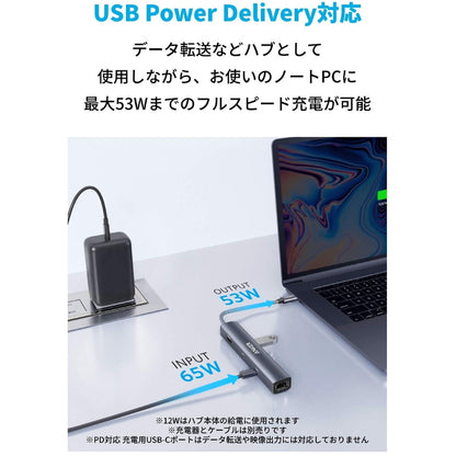 (コストコ) Anker（アンカー）USB-C イーサネットハブ 6ポート 最大出力53W A8365NA1