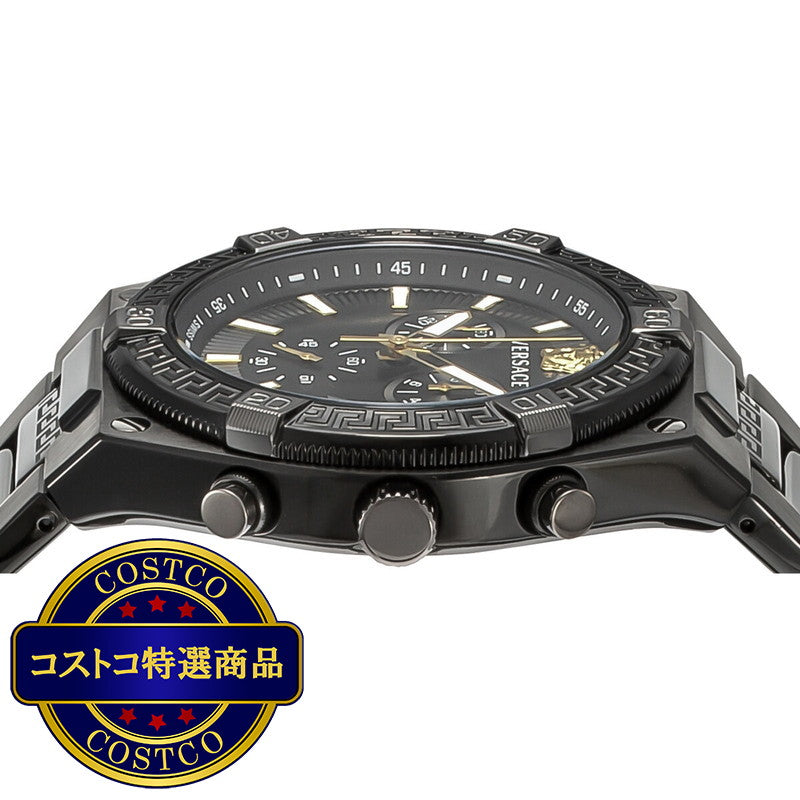 (コストコ) ヴェルサーチェ スポーティー グレカ メンズ クォーツ腕時計 ブラック VES001022