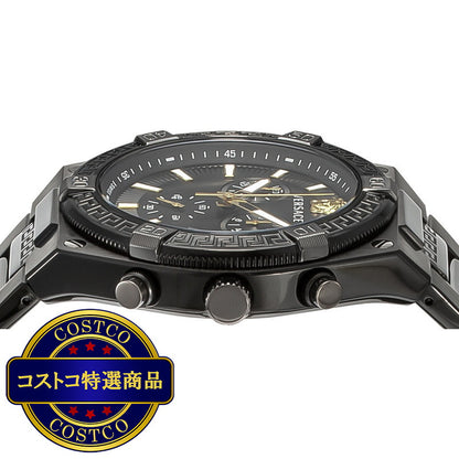 (コストコ) ヴェルサーチェ スポーティー グレカ メンズ クォーツ腕時計 ブラック VES001022