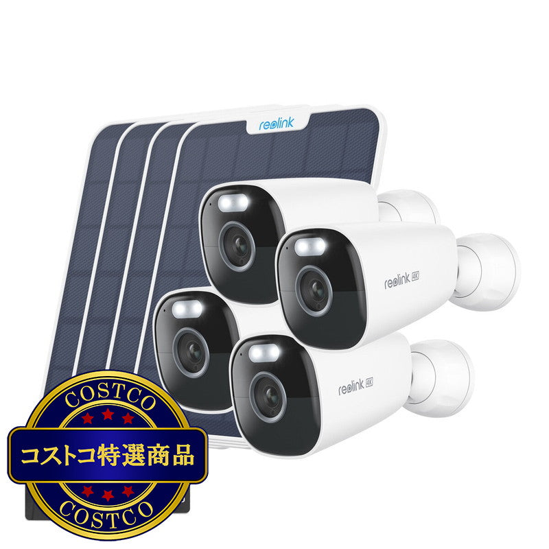 (コストコ) Reolink（レオリンク）Argus Seriesアウトドアカメラ B360+Solar Panel 2+128GB SD Card-4個セット