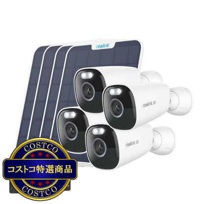 (コストコ) Reolink（レオリンク）Argus Seriesアウトドアカメラ B360+Solar Panel 2+128GB SD Card-4個セット