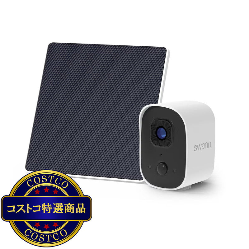 (コストコ) Swann（スワン）2K Wi-Fi バッテリー駆動 セキュリティカメラ ソーラーパネル＆16GB SD カード付属