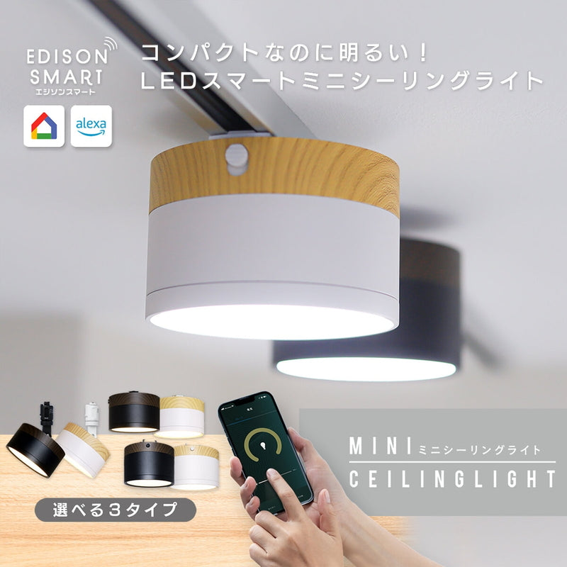 (コストコ) Edison Smart（エジソンスマート）ウッド調 ミニシーリングライト for ダクトレール ウォールナットブラック