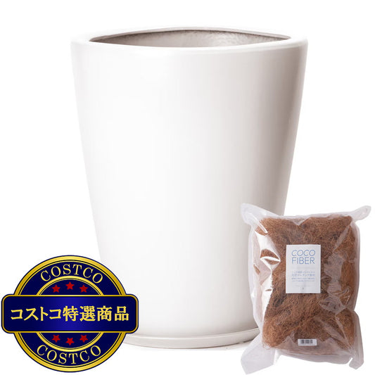 (コストコ) ヤマテー モダン PR1 マット釉 プランター 受け皿付き M 11号 32 x 39.5cm ホワイト ZZ-C13W11P