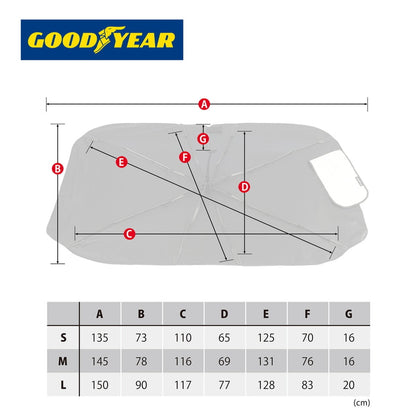 (コストコ) グッドイヤー プレミアムサンシェード Radi-Cool 傘型 GOODYEARロゴ入 折りたたみ傘 サイズM 145x78cm