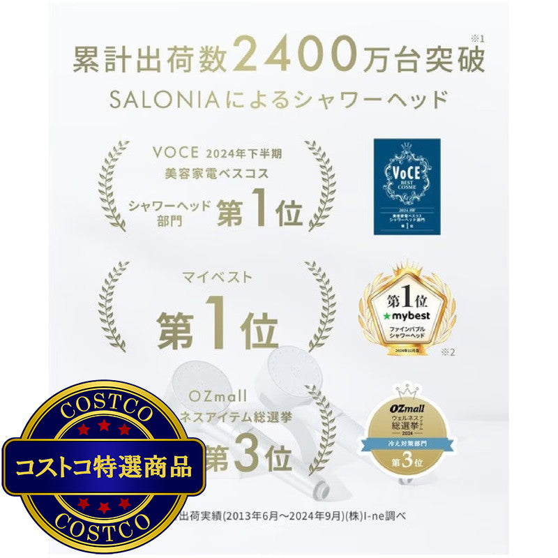 (コストコ) SALONIA シャワーヘッド ファインバブル クリア シルバー セット SAL23303SS