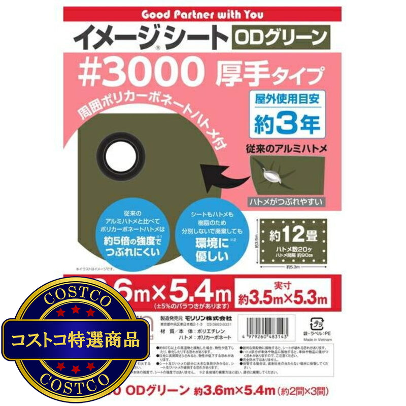 (コストコ) モリリン #3000 ODグリーンシート 3.6 x 5.4m  6セット