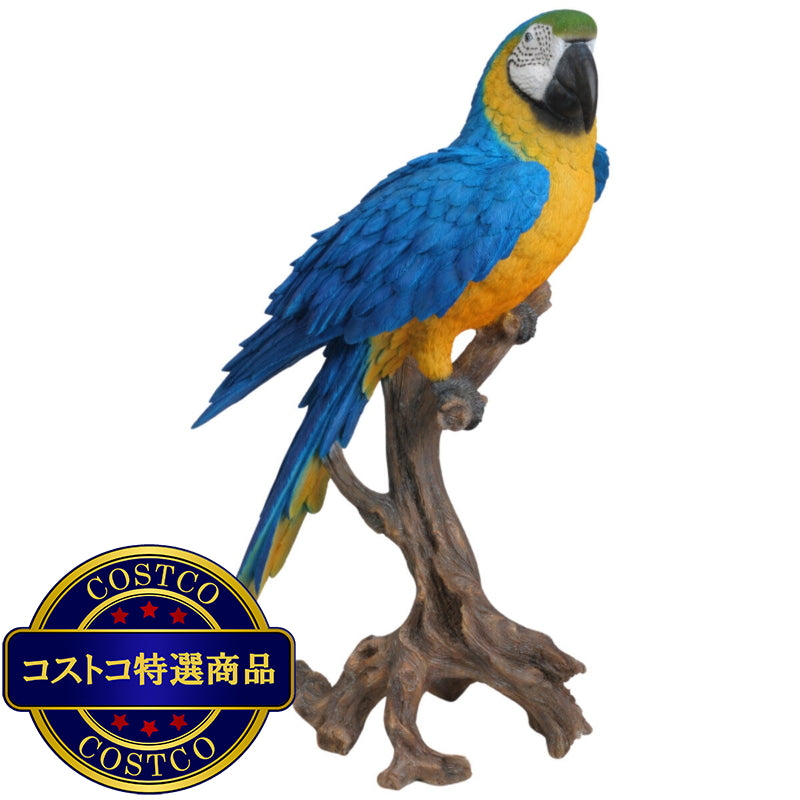 (コストコ) ウービア 切り株にとまるコンゴウインコの置物 ブルー 特大 H14142-1