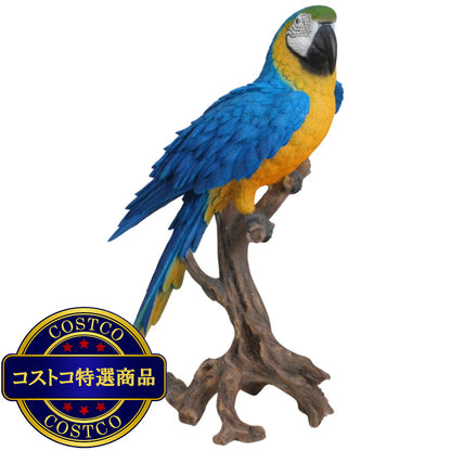 (コストコ) ウービア 切り株にとまるコンゴウインコの置物 ブルー 特大 H14142-1