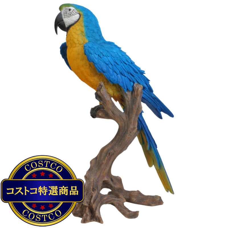 (コストコ) ウービア 切り株にとまるコンゴウインコの置物 ブルー 特大 H14142-1