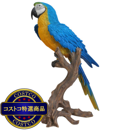 (コストコ) ウービア 切り株にとまるコンゴウインコの置物 ブルー 特大 H14142-1
