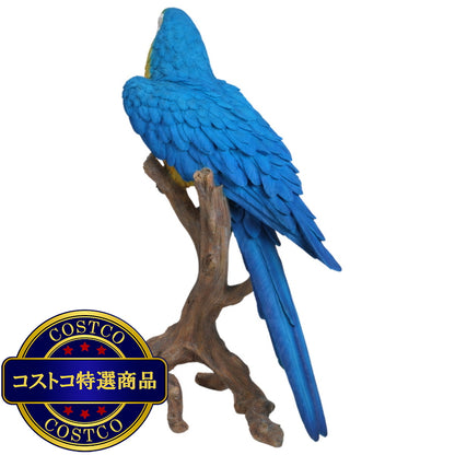 (コストコ) ウービア 切り株にとまるコンゴウインコの置物 ブルー 特大 H14142-1