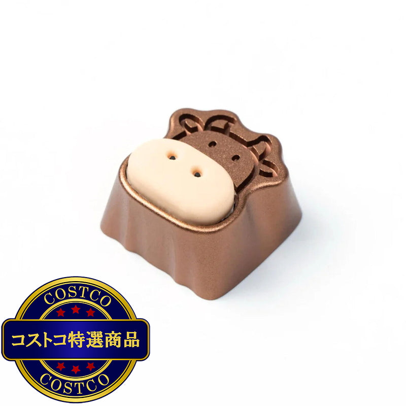 (コストコ) Keychron / かわいい牛 アルミ合金製 アーティザンキーキャップ / ブラウン
