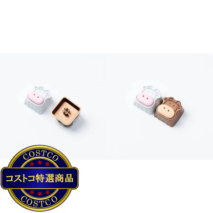 (コストコ) Keychron / かわいい牛 アルミ合金製 アーティザンキーキャップ / ホワイト